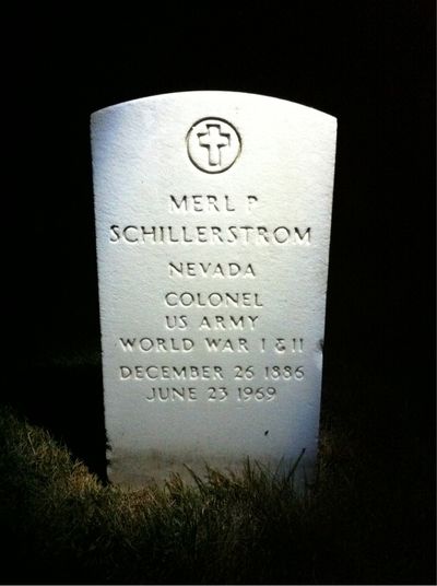 Headstone Front of Evelin Schillerstrom. Arlington National Cemetery.
