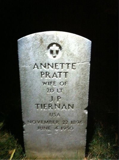Headstone Front of Annette Tiernan. Arlington National Cemetery.