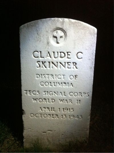 Headstone Front of Claude Skinner. Arlington National Cemetery.
