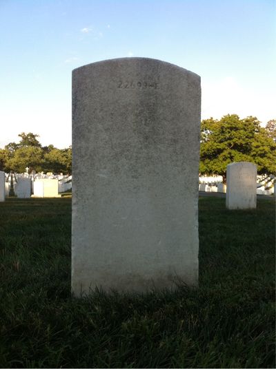 Headstone Back of Caleb Lowe. Arlington National Cemetery.