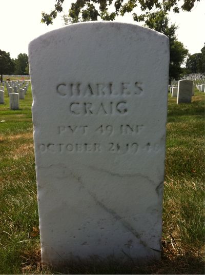Headstone Front of Charles Craig. Arlington National Cemetery.