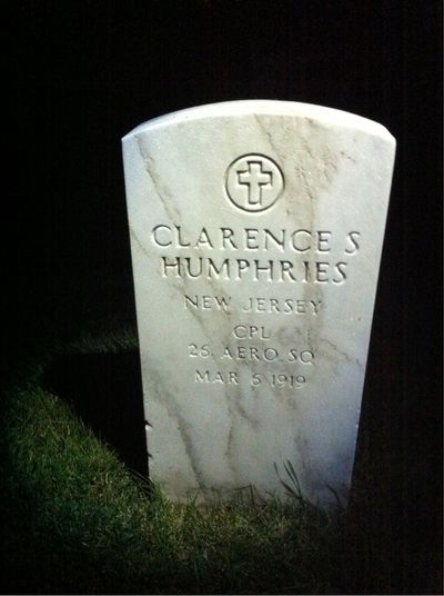 Headstone Front of Clarence Humphries. Arlington National Cemetery.