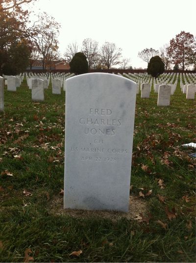 Headstone Front of Fred Jones. Arlington National Cemetery.