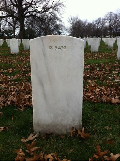 Headstone Back of Arthur Merriam. Arlington National Cemetery.