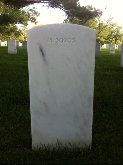 Headstone Back of Charles Bridget. Arlington National Cemetery.