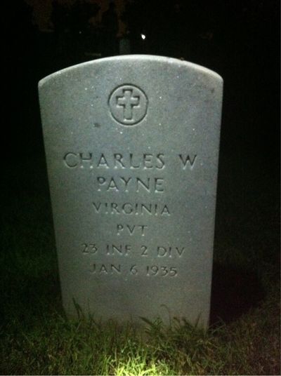 Headstone Front of Charles Payne. Arlington National Cemetery.