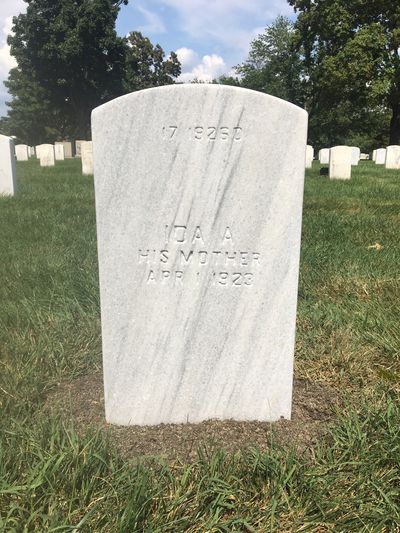 Headstone Back of Ferdinand Cook. Arlington National Cemetery.