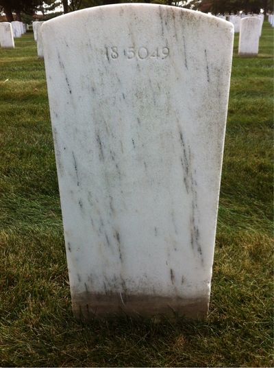 Headstone Back of Bertram Brewster. Arlington National Cemetery.