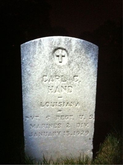 Headstone Front of Carl Hand. Arlington National Cemetery.
