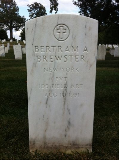 Headstone Front of Bertram Brewster. Arlington National Cemetery.