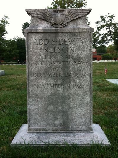 Headstone Front of Addis Nelson. Arlington National Cemetery.