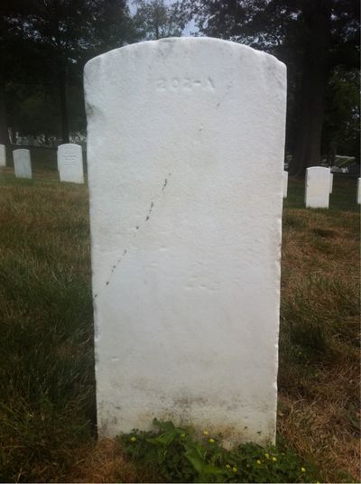 Headstone Back of Carrie Compton. Arlington National Cemetery.