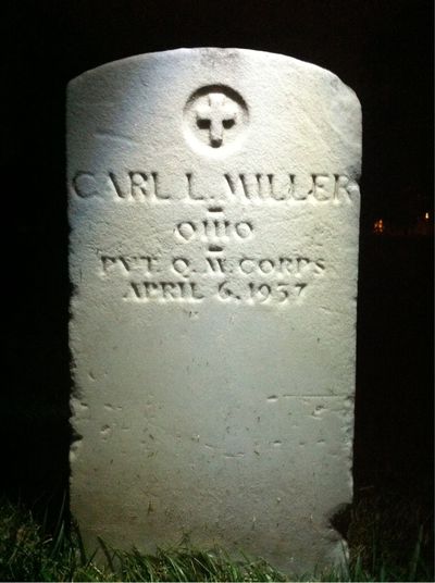 Headstone Front of Carl Miller. Arlington National Cemetery.