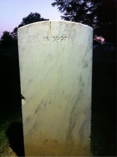 Headstone Back of Arthur Hanson. Arlington National Cemetery.