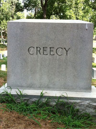Headstone Back of Edward Creecy. Arlington National Cemetery.