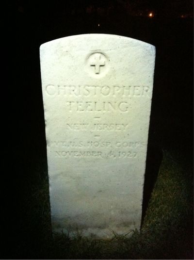 Headstone Front of Christopher Teeling. Arlington National Cemetery.