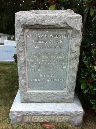 Headstone Front of Anna Webster. Arlington National Cemetery.