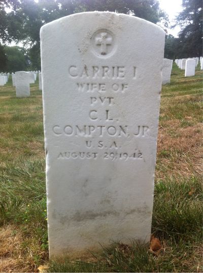Headstone Front of Carrie Compton. Arlington National Cemetery.