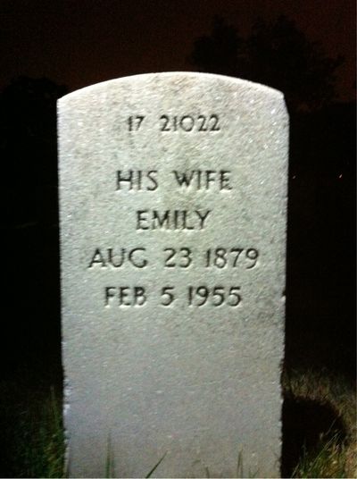 Headstone Back of Emily May. Arlington National Cemetery.