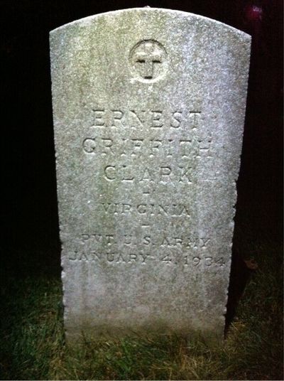 Headstone Front of Ernest Clark. Arlington National Cemetery.