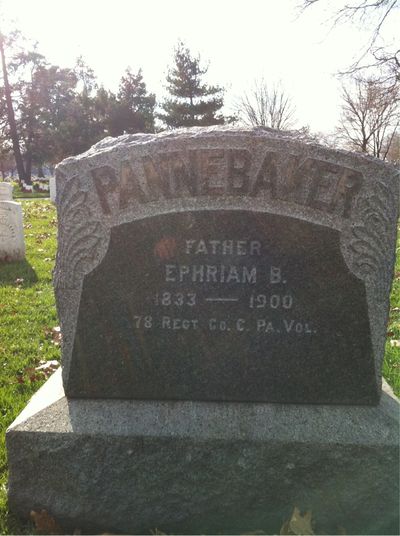 Headstone Front of Ephraim Pannebaker. Arlington National Cemetery.