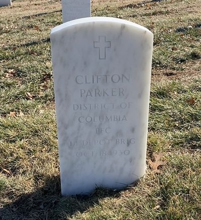 Headstone Front of Clifton Parker. Arlington National Cemetery.